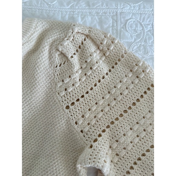 Madewell Ivory Bobble Sleeves Pullover Merino Wool Cotton Blend Sweater Sz Small - Picture 7 of 16
